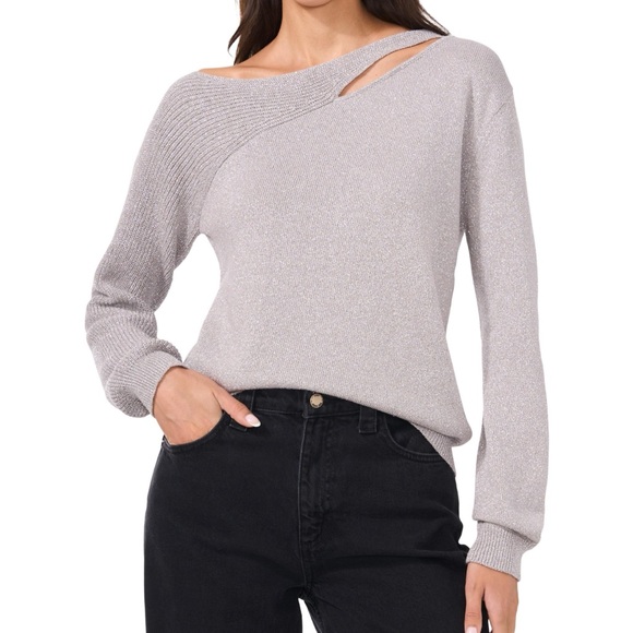 Vince Camuto Tops - Vince Camuto Silver Off-the-Shoulder Sweater